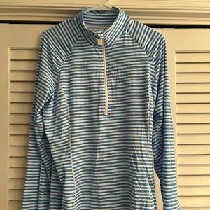 NWOT Lilly Pulitzer Luxletic Justine Pullover Blue White Stripe Long Sleeve XL